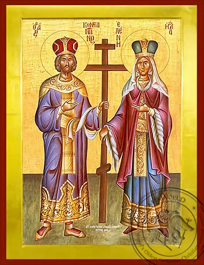 Saints Constantine and Helen, Full Body - Byzantine Icon