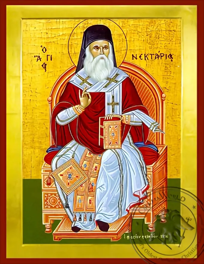 Saint Nectarius, Metropolitan of Pentapolis, Enthroned - Byzantine Icon