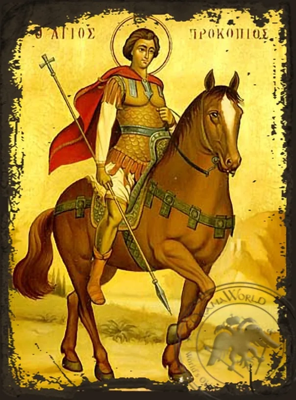 Saint Prokopios - Aged Byzantine Icon