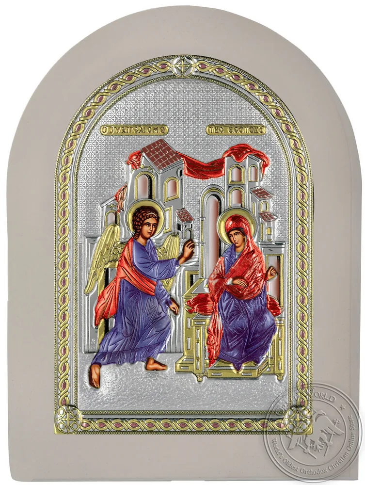 ხარება, ვერცხლისფერი ხატი თეთრ ხეზე