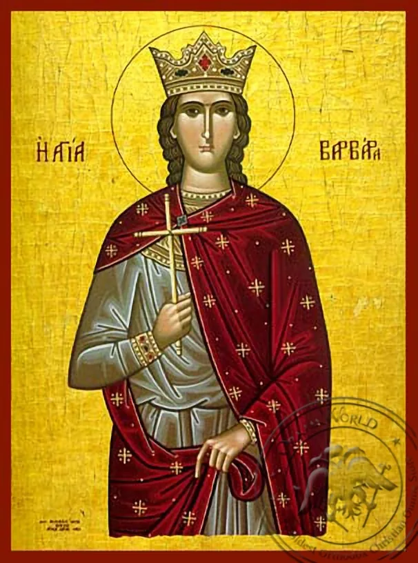Saint Barbara, the Great Martyr - Hand Painted Icon
