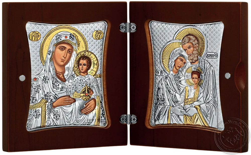 Diptych Virgin Mary - Holy Family - Silver Icon