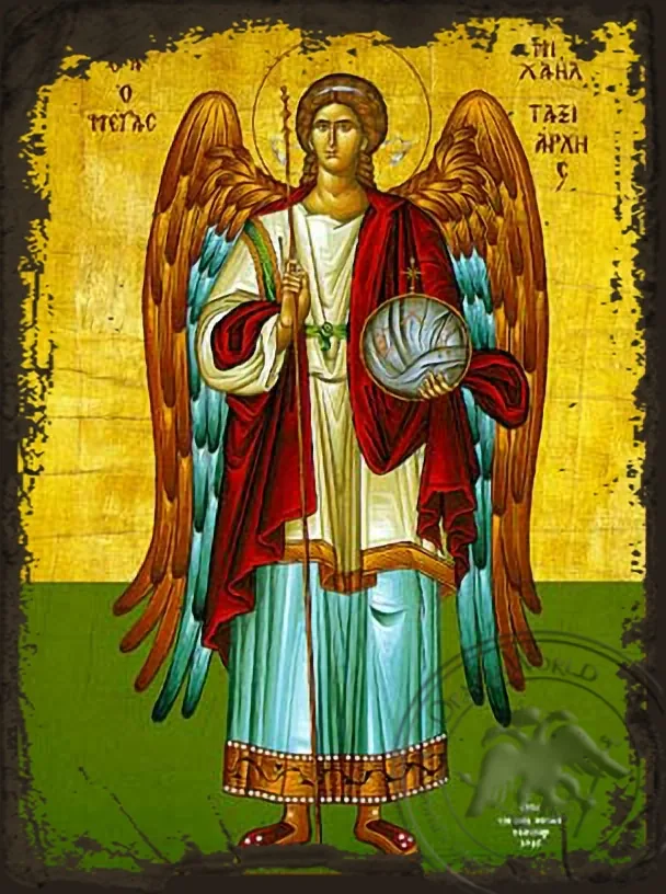 Michael Archangel Full Figure - Aged Byzantine Icon