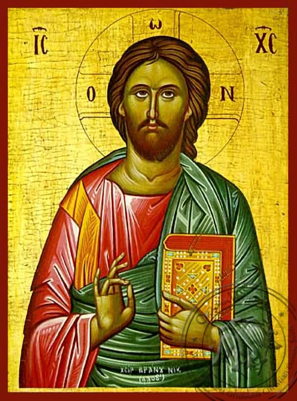 Спаситель благословляющий, рукописная икона