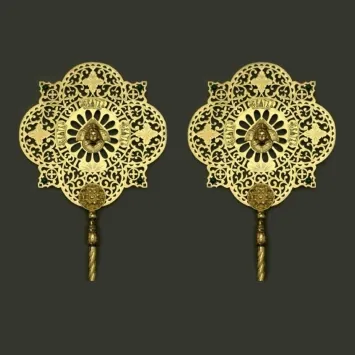 Ripidion №6 engraving gilding stones enamel (pair)
