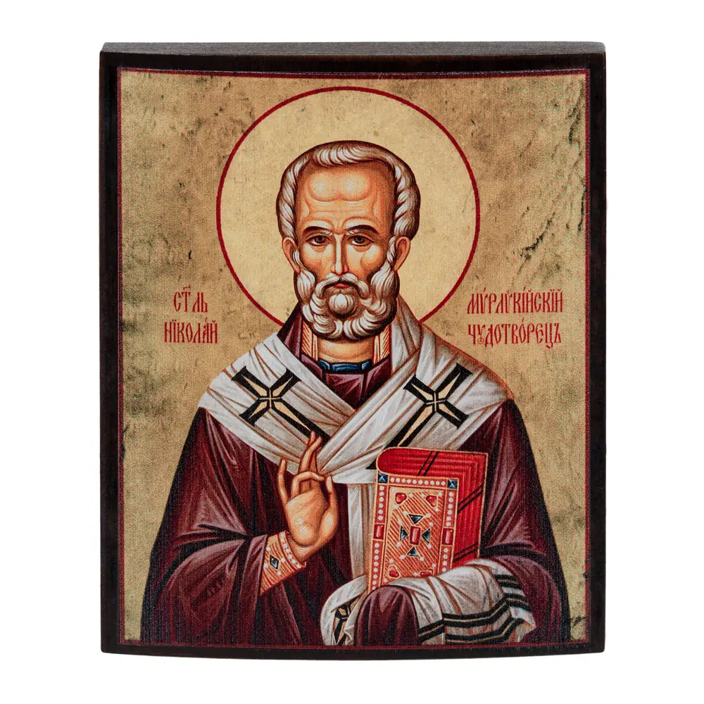 Икона на дереве 9х11 лак Николай Чудотворец 3