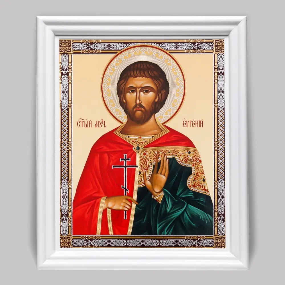 Icon in wooden frame №3 11×13 (white) double embossing Eugene