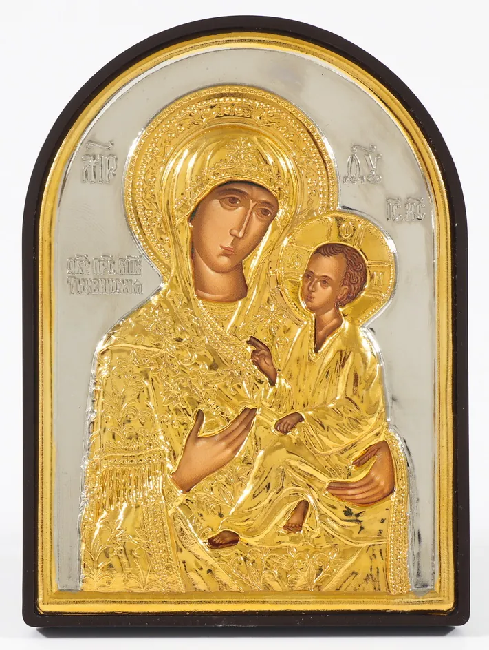 Icon in plastic frame 9×12 arched riza cover №2 Tikhvin Mother of God