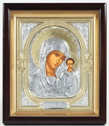 Icon in icon case 18×24 complex, tempera, 3D riza №1 Kazan Mother of God