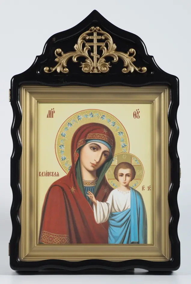 კიოტი ფიგურული კვეთილი თავსართით ხატისთვის 24×30 ყაზანის ღვთისმშობელი
