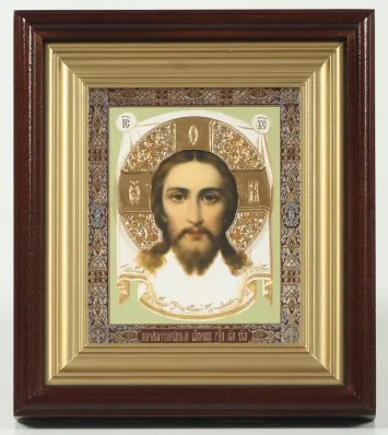 Icon in icon case 11×13 complex, double embossing, gilded halo crown Saviour 31