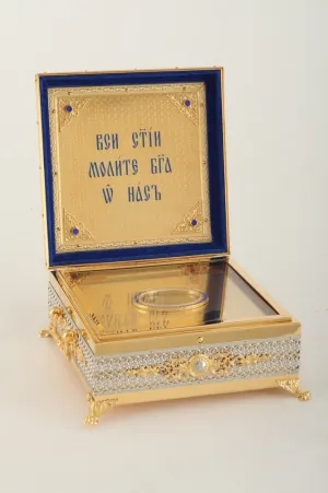 Reliquary ark for holy relics №38 gilding nickel stones
