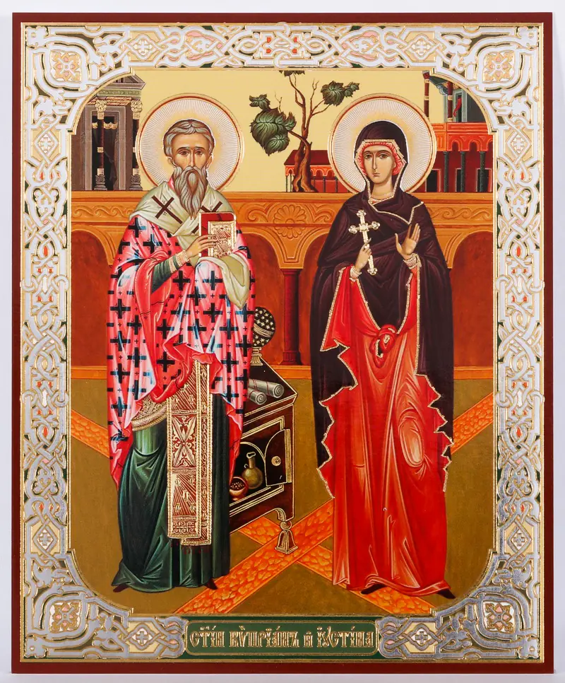 Icon on hardboard №1 11×13 double embossing Cyprian and Justina 4