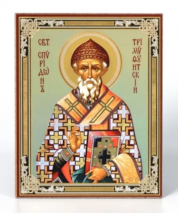 Icon on wooden panel 11×13 double embossing Spyridon of Trimythous 8