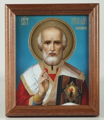 Icon in wooden frame №1 11×13 double embossing Nicholas the Wonderworker 34