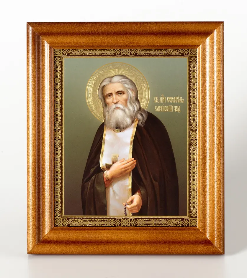 Icon in wooden frame №2 11×13 embossing Seraphim of Sarov 8