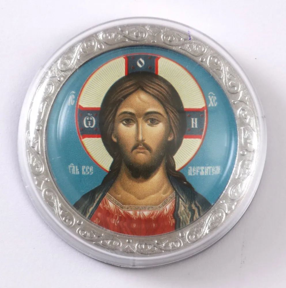 Icon in plastic frame 4×5 round Saviour