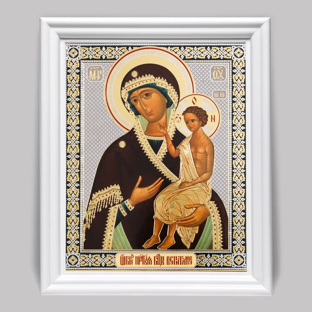Icon in wooden frame №3 11×13 (white) double embossing Upbringing