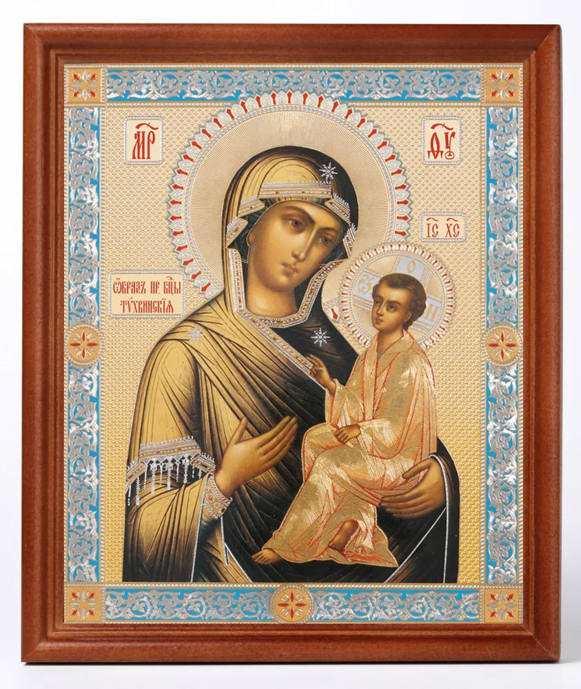 Icon in wooden frame №1 18×24 double embossing Tikhvin Mother of God 2