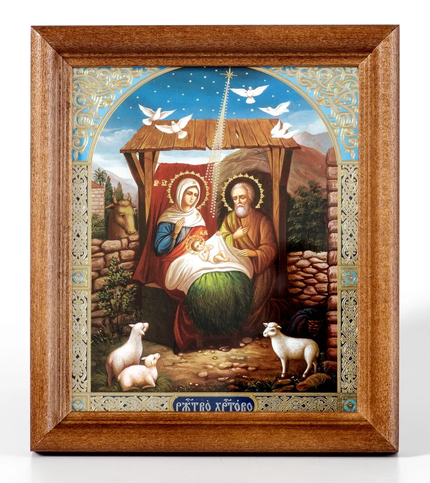 Icon in wooden frame №1 11×13 double embossing Nativity of Christ 35