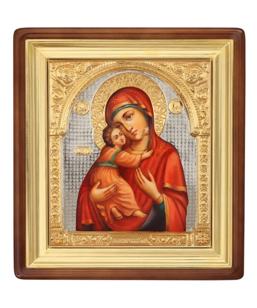 ფერწერული ხატი კიოტში 24×30 ზეთი, მოჭედილობა №46, კიოტი №1 ვლადიმირის ღვთისმშობელი