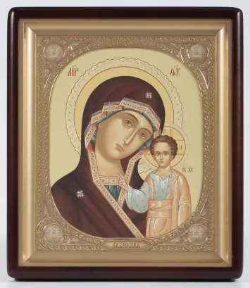 Icon in icon case 24×30 shaped, canvas, oval frame gilded of the Mother of God «Kazan»