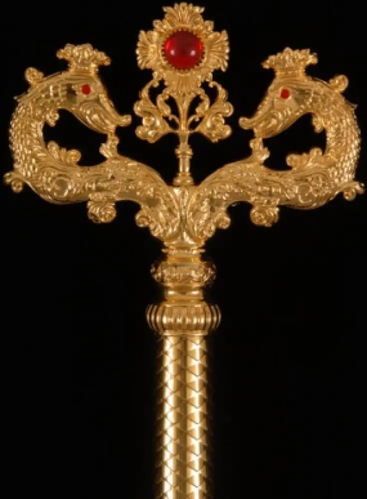 Bishop's staff with cast with finial №5 gilding nickel in case