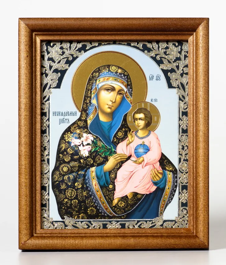 Icon in wooden frame №1 11×13 double embossing Unfading Flower 3