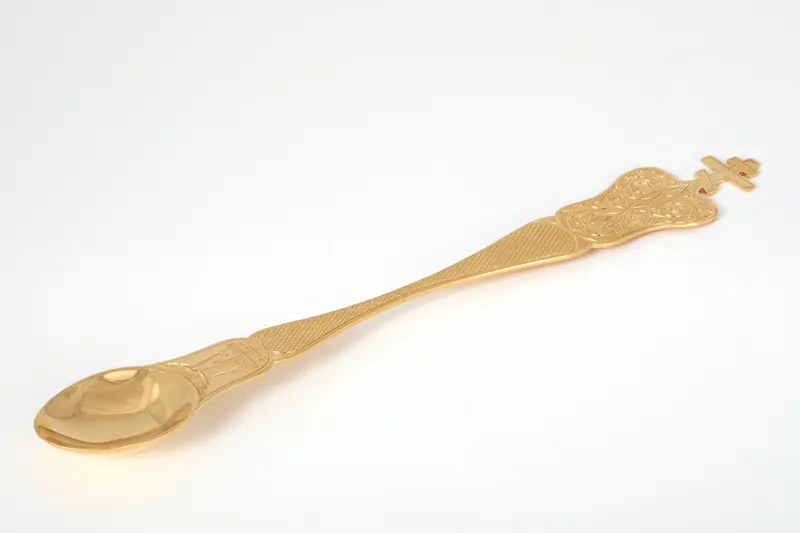Communion spoon hand engraving, deep №4 / gilding / silver