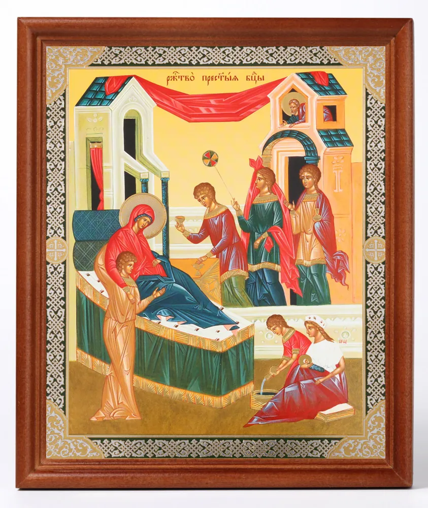 Icon in wooden frame №1 18×24 double embossing Nativity of the Theotokos