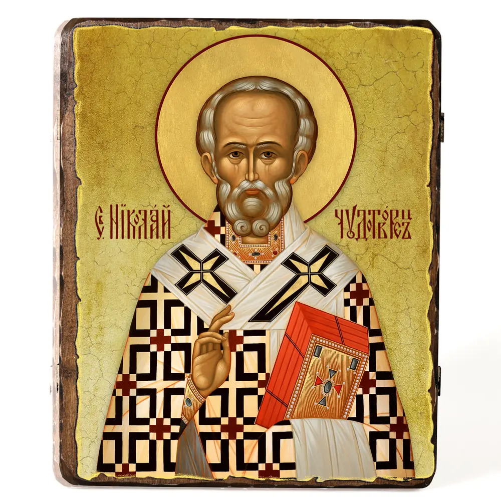 Icon on board 12,5×16,5 3D print, varnish Nicholas the Wonderworker