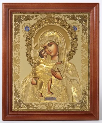 Icon in wooden frame 24×30 blind embossing (without glass) Feodorovskaya Mother of God 2