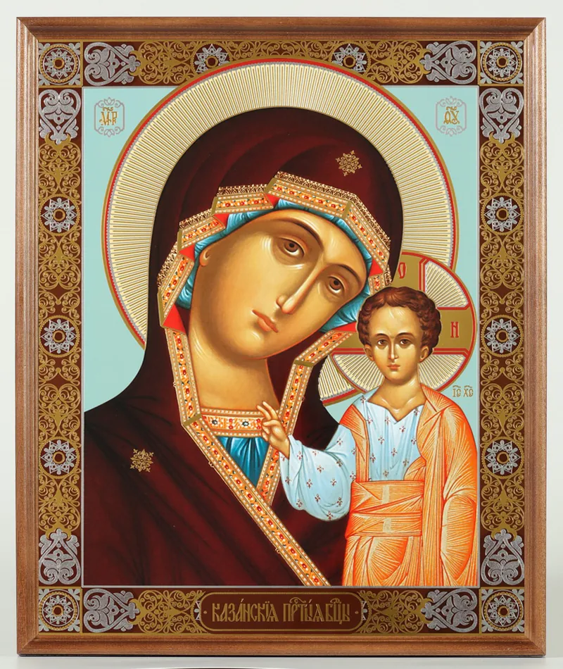 Icon in wooden frame №1 30×40 double embossing, packaging Kazan Mother of God 25