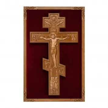Altar cross in carved frame on velvet