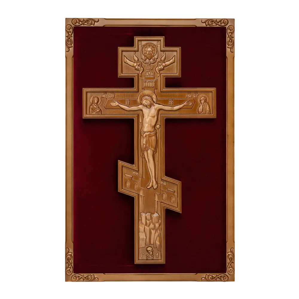 Altar cross in carved frame on velvet