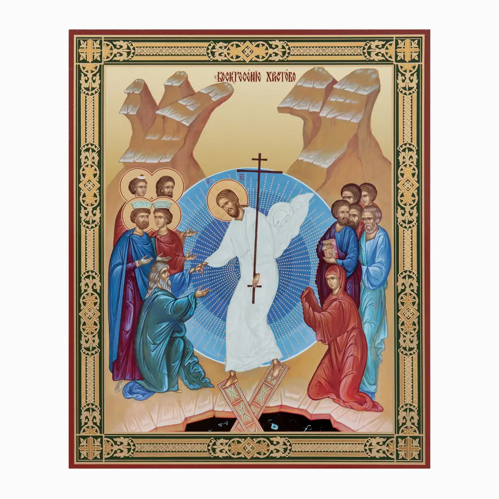 Icon on hardboard №1 18×24 double embossing Resurrection of Christ 70