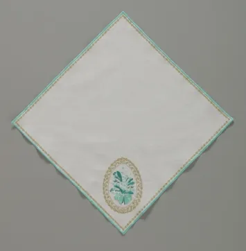 Embroidered church Easter napkin metallic thread linen 32×32 cm №1