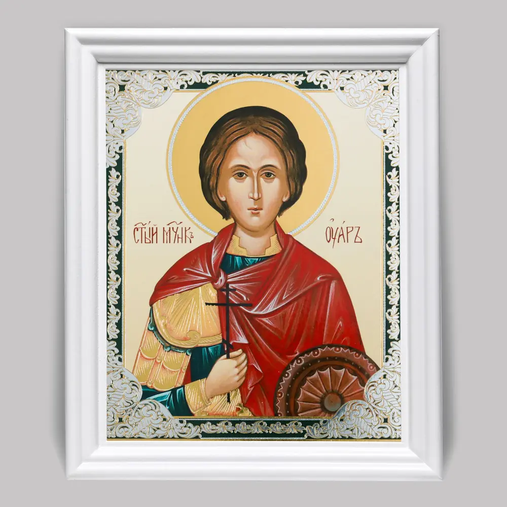 Icon in wooden frame №3 11×13 (white) double embossing Uar 2