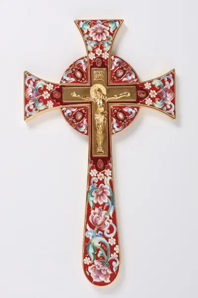 Altar cross Maltese cast Crucifixion, painting / gilding
