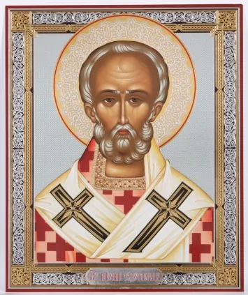 Icon on hardboard №1 18×24 double embossing Nicholas the Wonderworker 21