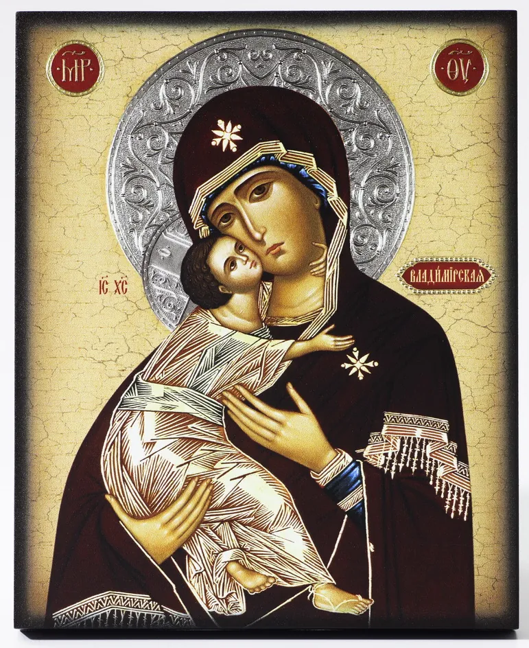 Icon on board 13×15 3D print, varnish Vladimir Mother of God 2
