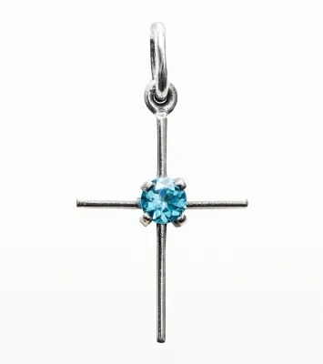 Neck cross №49 / cubic zirconia silver