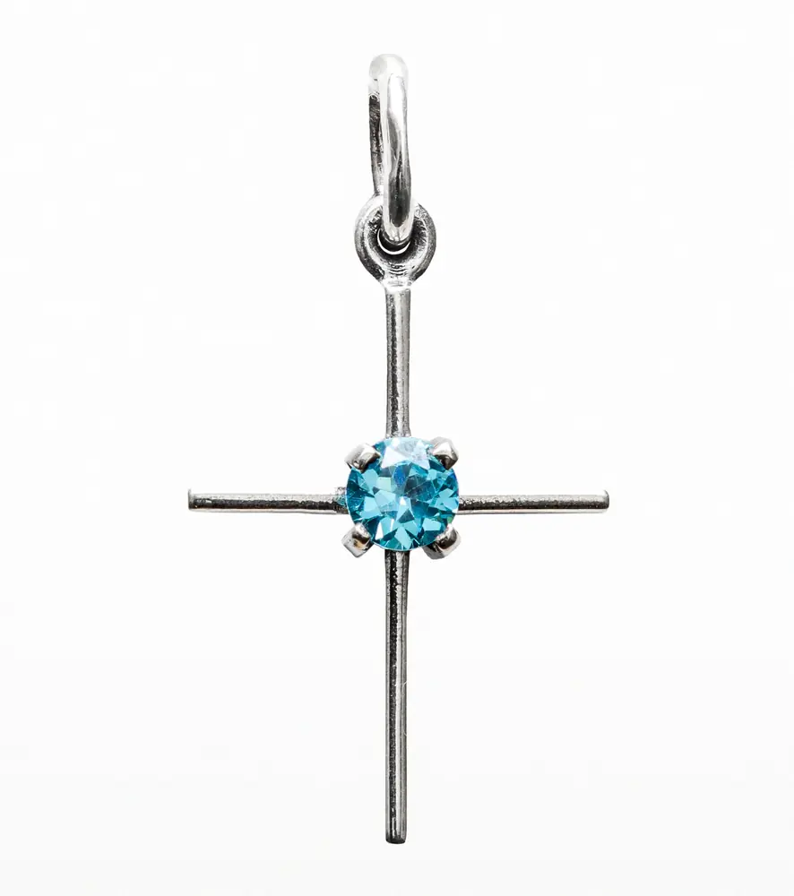 Neck cross №49 / cubic zirconia silver
