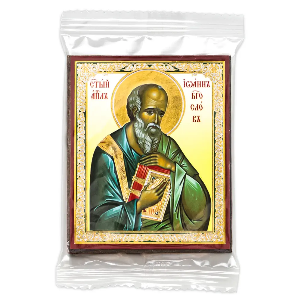 Icon on wooden panel 6×9 double embossing, annotation, packaging John the Theologian 5