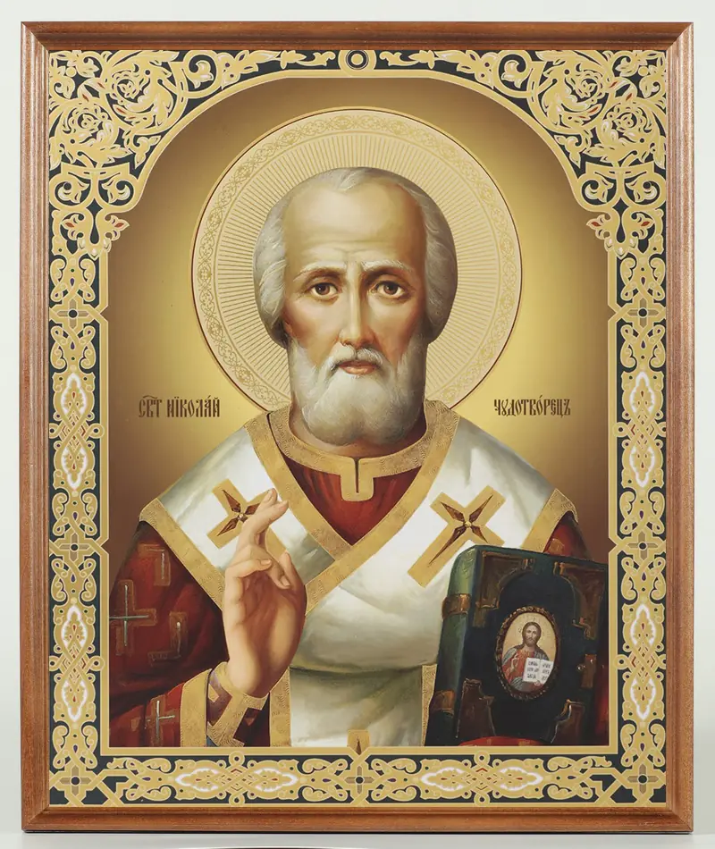 Icon in wooden frame №1 30×40 double embossing, packaging Nicholas the Wonderworker 30