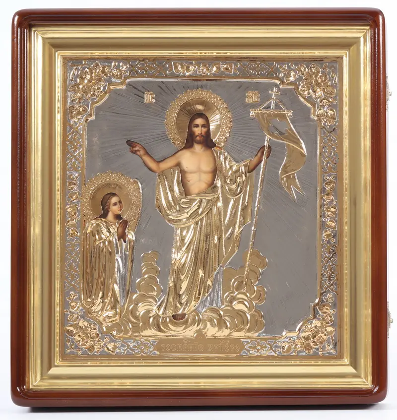 ფერწერული ხატი კიოტში 30×40 ზეთი, მოჭედილობა №259, კიოტი №1 ქრისტეს აღდგომა