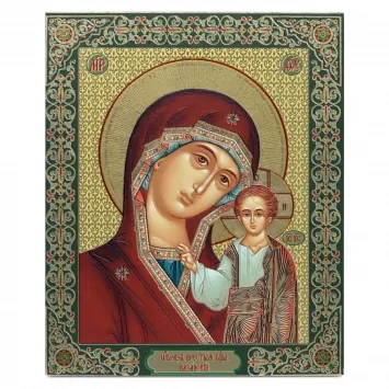 Icon on board 18×24 gilded finish, 3D print, varnish Kazan Mother of God 4