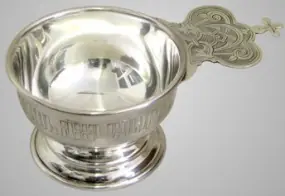 თბილი წყლის ჩამჩა ხელით გრავირება №2 ვერცხლი