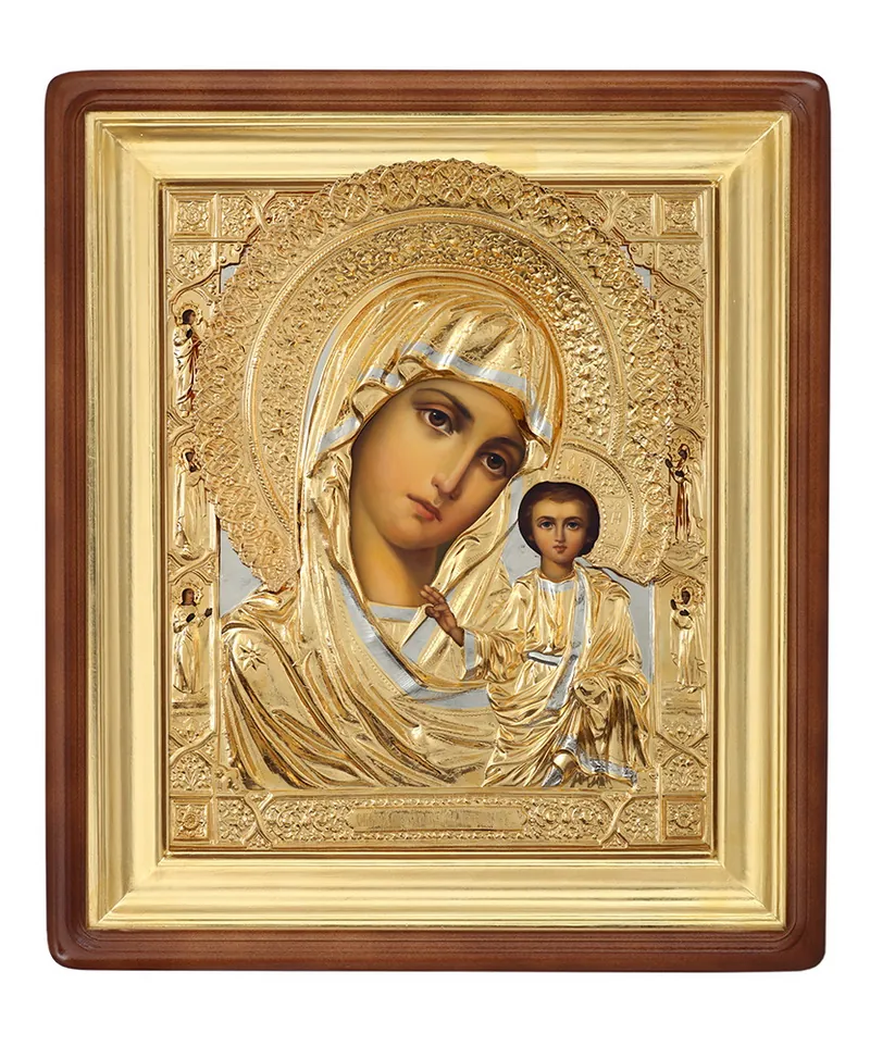 ფერწერული ხატი კიოტში 50×60 ზეთი, მოჭედილობა №82, კიოტი №1 ყაზანის ღვთისმშობელი