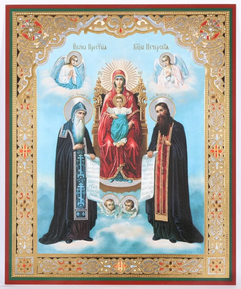 Icon on hardboard №1 18×24 double embossing Kiev Caves Mother of God